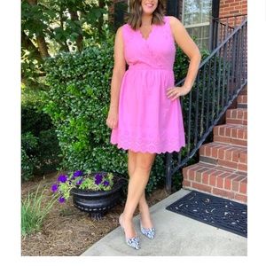 J CREW Pink eyelet dress size 12 NWT 100% cotton